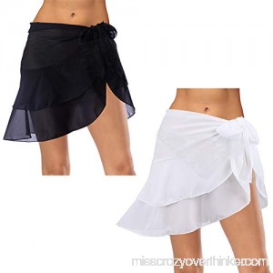 BKpearl 2 Pcs Swimwear Wrap Chiffon Swimsuit Wrap Beach Cover Up Pareo Ruffle Swim Skirts Bathing Suit Bikini Sarong B07N1BY22D